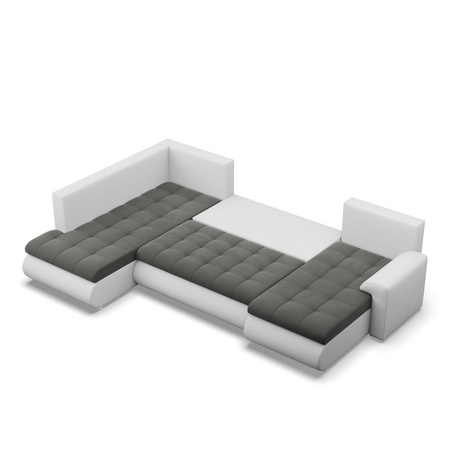 ADAMS Narożnik FORESTA ULO z leżanką i otomaną TRINITY 15 / REAL 17 szary+biały