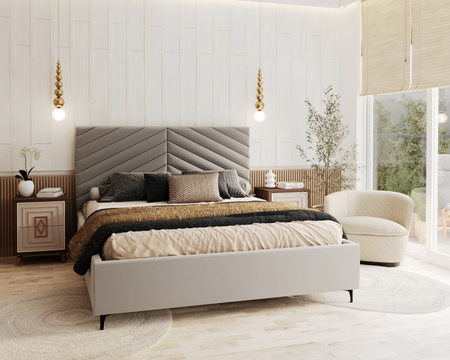 FDM Łóżko tapicerowane ELEGANTE 120x200 cm z pojemnikiem i stelażem podnoszonym - TRINITY szary