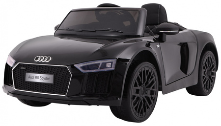 Audi R8 Spyder na akumulator czarny + Pilot + EVA + Wolny Start + Radio MP3 + LED