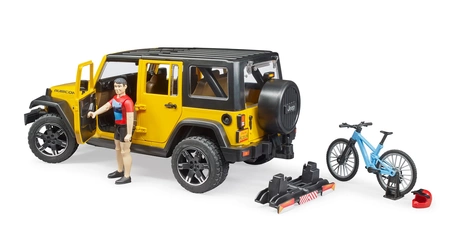 BRUDER 02543 Jeep Wrangler Unlimited Rubicon z rowerem górskim i figurką kolarza