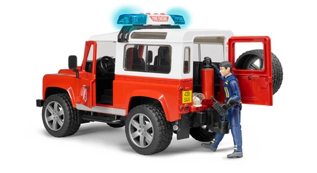 BRUDER 02596 Land Rover Defender straż pożarna z figurką strażaka i modułem 02802