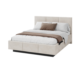 Łóżko lewitujące tapicerowane AVEIRO 180x200 cm z pojemnikiem i stelażem podnoszonym - TRINITY kremowy