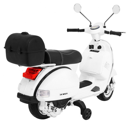 Skuter Vespa elektryczny dla dzieci Biały + Kółka pomocnicze