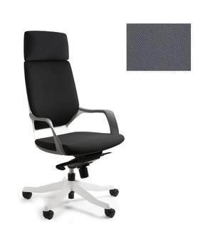 UNIQUE Fotel biurowy APOLLO - biały / tkanina BL417 SLATEGREY