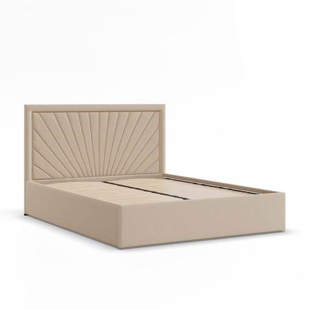 ADAMS Łóżko stelażowe VASTO 160x200 cm z drewniany stelaż - HUGO krem