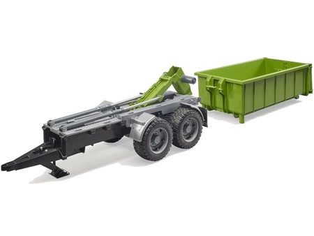 BRUDER Przyczepa z kontenerem typu hakowiec do traktorów zielona