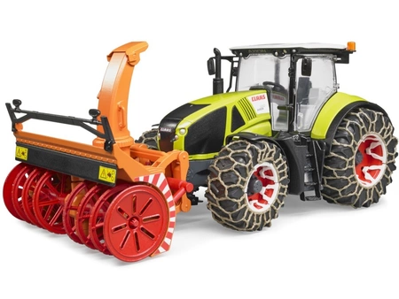BRUDER 03017 Traktor Claas Axion 950 z pługiem śnieżnym i łańcuchami na kołach