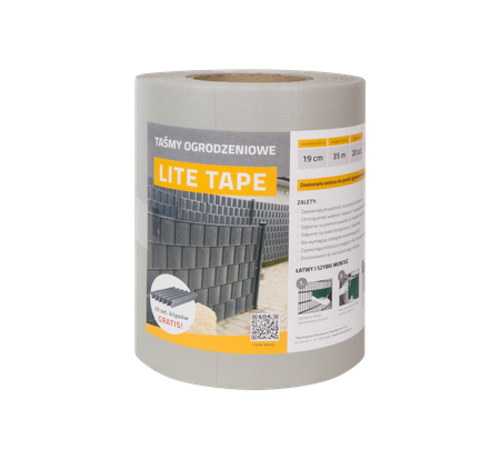 THERMOPLAST Taśma ogrodzeniowa Lite Tape 19cm x 35 m RAL7040 + 20 szt klipsów