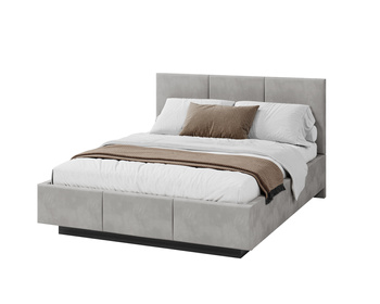 FDM Łóżko lewitujące tapicerowane AVEIRO 90x200 cm z pojemnikiem i stelażem podnoszonym - TRINITY szary