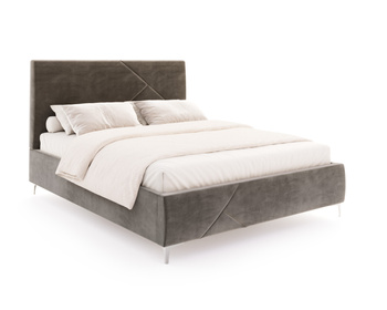 FDM Łóżko tapicerowane NAVARO 160x200 cm z pojemnikiem i stelażem podnoszonym - TRINITY grafitowy