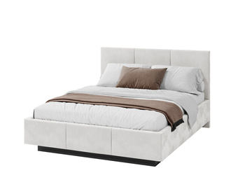 FDM Łóżko lewitujące tapicerowane AVEIRO 90x200 cm z pojemnikiem i stelażem podnoszonym - TRINITY biały