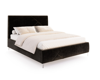 FDM Łóżko tapicerowane NAVARO 160x200 cm z pojemnikiem i stelażem podnoszonym - TRINITY czarny