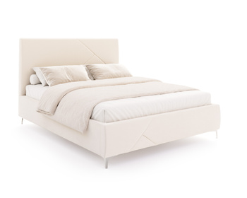 FDM Łóżko tapicerowane NAVARO 140x200 cm z pojemnikiem i stelażem podnoszonym - TRINITY biały