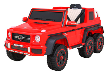 Autko na akumulator Mercedes G63 AMG czerwony + Pilot + 6 kół EVA + Wolny Start + MP3 LED