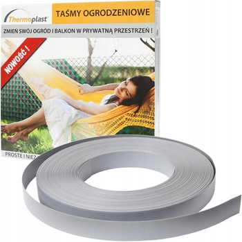 THERMOPLAST taśma ogrodzeniowa na płot 7040 jasno szary 47,5mm x 50m