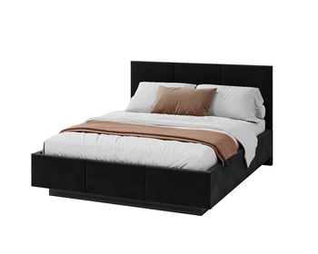 FDM Łóżko lewitujące tapicerowane AVEIRO 90x200 cm z pojemnikiem i stelażem podnoszonym - TRINITY czarny