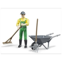 BRUDER Figurka pracownika konserwacji zieleni wraz z akcesoriami 62610