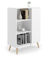 KOBI Regał Fondi 90x116x40 cm na nogach drewnianych Biały